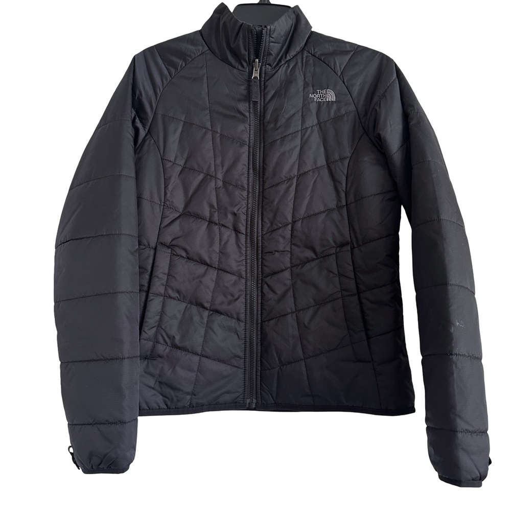 The North Face Black Quilted Insulated Full Zip Jacket with Side Zip Pockets